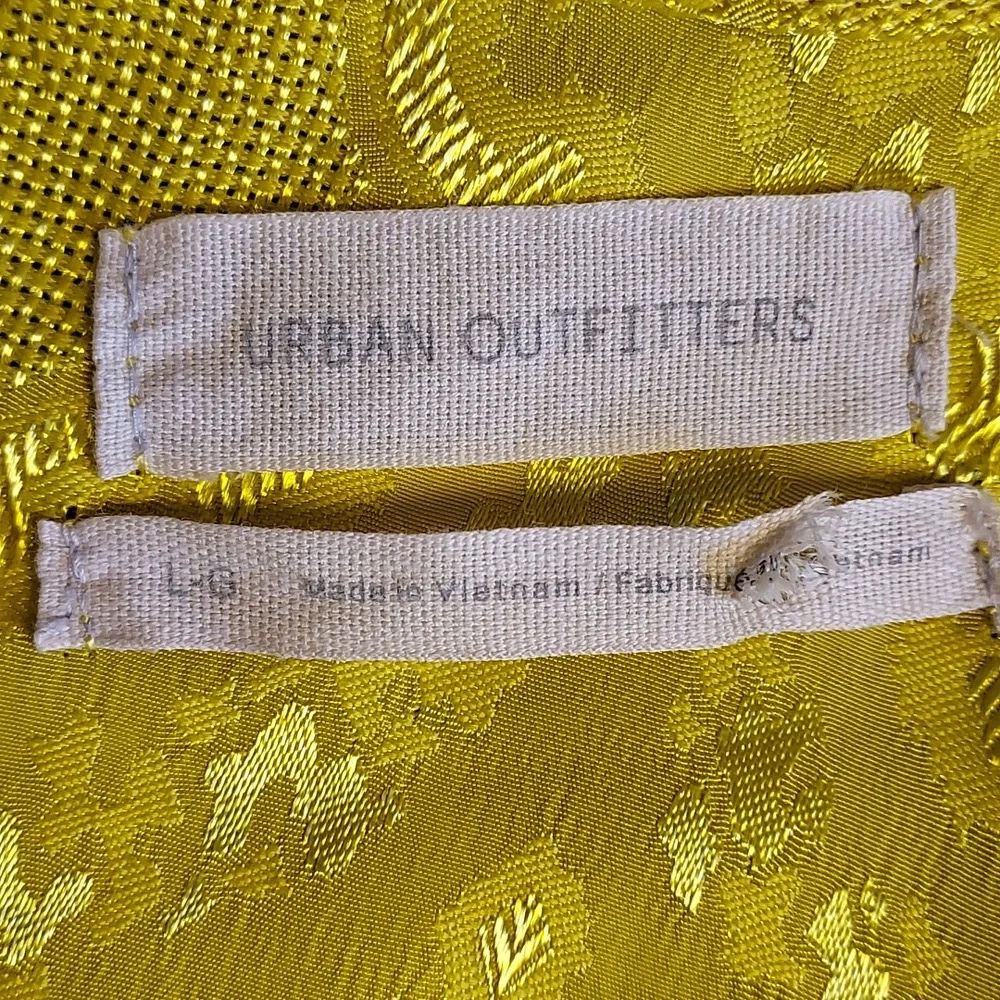 Urban Outfitters Coquette Regencycore Yellow Jacquard Keyhole Back  Mini Dress L - Picture 6 of 8